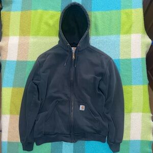 Vintage Sun Faded Carhartt Gray Rain Defender Lined Full Zip Hoodie